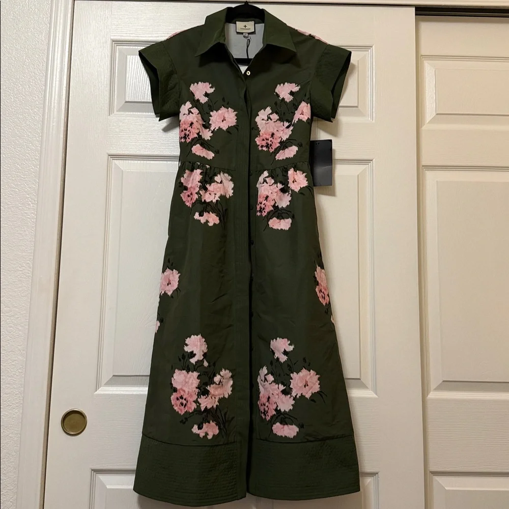Tuckernut olive and pressed powder floral  Chloe dress size XS - Picture 3 of 8